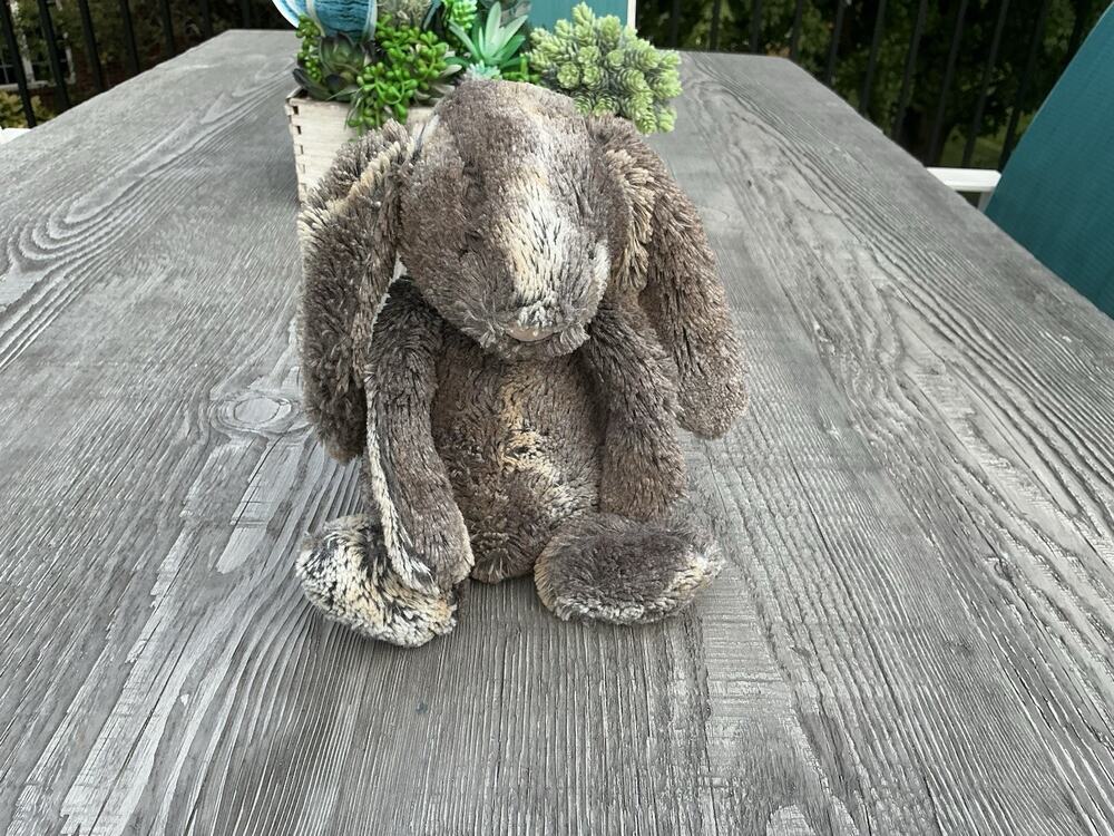 Jellycat Woodland Babe Bashful Bunny Medium 12" Stuffed Plush Rabbit Marbled